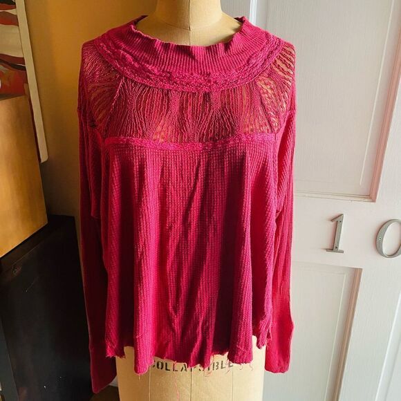 FREE PEOPLE | fuscia long sleeve top XS - Picture 1 of 9